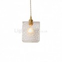 Water Pattern Glass Pendant Light Brass 1 Light Pendant Lamp Living Room Bedroom