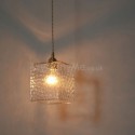 Water Pattern Glass Pendant Light Brass 1 Light Pendant Lamp Living Room Bedroom