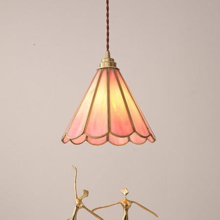 Glass Pendant Light Retro Petal Light Fixture Living Room Bedroom