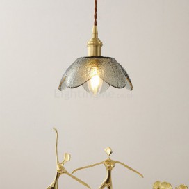 1 Light Glass Pendant Light Retro Style Decorative Flower Pendant Lamp Bedroom Living Room