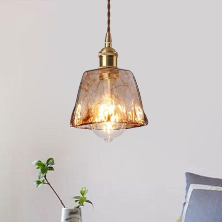 Unique Mini Glass Pendant Light Amber Color Decorative Lighting Bedroom Living Room