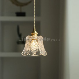 Minimalist Flower Glass Pendant Lamp Mini Decorative Light Fixture Bedroom Living Room