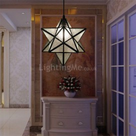 European Stained Glass Pendant Light Creative Star Pendant Lamp Bedroom Living Room
