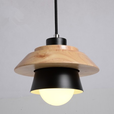 Metal Wood 1 Light Pendant Light