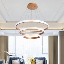 Minimalist Pendant Lamp Acrylic Triple Rings Light Fixture Bedroom Living Room