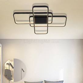 Modern Minimalist Flush Mount Triple Rectangle Layer Ceiling Light Bedroom Office
