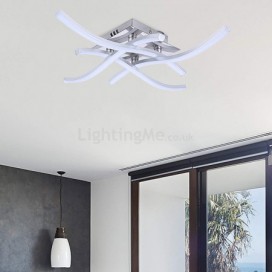 Modern Simple Flush Mount Acrylic 4 Lights Wave Shaped Ceiling Light Bedroom Hallway