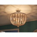 Country Wooden Beads Pendant Lamp 3 Lights Beaded Chandelier Bedroom Living Room