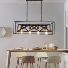 Industrial Iron Ceiling Light Vintage 4 Lights Pendant Lamp Living Room Dining Room