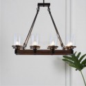 Vintage Wood+Iron Pendant Lamp 8 Lights Decor Light Fixture Bedroom Living Room