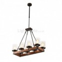 Vintage Wood+Iron Pendant Lamp 8 Lights Decor Light Fixture Bedroom Living Room