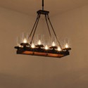 Vintage Wood+Iron Pendant Lamp 8 Lights Decor Light Fixture Bedroom Living Room