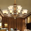 15 Light Retro Traditional Zinc Alloy Luxury Chandelier with Glass Shade