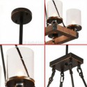 Vintage Wood+Iron Pendant Lamp 8 Lights Decor Light Fixture Bedroom Living Room