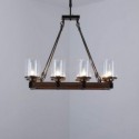 Vintage Wood+Iron Pendant Lamp 8 Lights Decor Light Fixture Bedroom Living Room