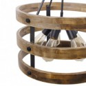 Retro Circular Wood Pendant Lamp 5 Light Cage Shade Light Fixture Living Room Kitchen