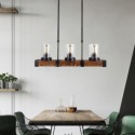 Retro Wood Pendant Lamp Glass Lampshade Industrial Light Fixture Living Room Office