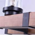 Retro Wood Pendant Lamp Glass Lampshade Industrial Light Fixture Living Room Office
