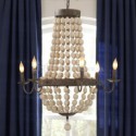 Retro Style Wooden Beads Chandelier Decor Candle Pendant Lamp Bedroom Living Room