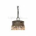 Retro Style Wooden Beads Chandelier Decor Candle Pendant Lamp Bedroom Living Room