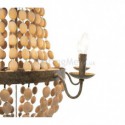 Retro Style Wooden Beads Chandelier Decor Candle Pendant Lamp Bedroom Living Room