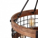 Retro Circular Wood Pendant Lamp 5 Light Cage Shade Light Fixture Living Room Kitchen