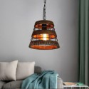 Retro Style Wood Pendant Lamp Single Light Hat Shape Light Fixture Kitchen Island Office