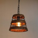 Retro Style Wood Pendant Lamp Single Light Hat Shape Light Fixture Kitchen Island Office