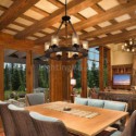 Farmhouse Rustic Wood Pendant Lamp 6 Light Decor Light Fixture Living Room Kitchen