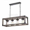 Industrial Style Wood Pendant Lamp Glass Bubble Light Fixture Living Room Office