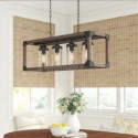 Industrial Style Wood Pendant Lamp Glass Bubble Light Fixture Living Room Office