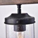 Industrial Style Wood Pendant Lamp Glass Bubble Light Fixture Living Room Office