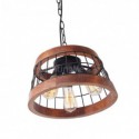 Vintage Wood+Iron Pendant Lamp 3 Light Decor Light Fixture Kitchen Island Living Room