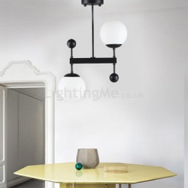 Modern Glass Ball Pendant Lamp Simple Double Lights Living Room Study