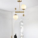 Modern Glass Ball Pendant Lamp Simple Double Lights Living Room Study