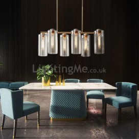 6 Lights Modern Glass Pendant Lamp Horizontal Pendant Light Living Room Office