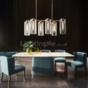 6 Lights Modern Glass Pendant Lamp Horizontal Pendant Light Living Room Office