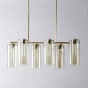 6 Lights Modern Glass Pendant Lamp Horizontal Pendant Light Living Room Office