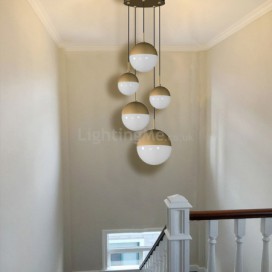 5-Light Glass Cluster Pendant Lamp Round Ball Pendant Light Living Room Dining Room