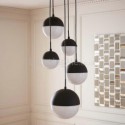 5-Light Glass Cluster Pendant Lamp Round Ball Pendant Light Living Room Dining Room