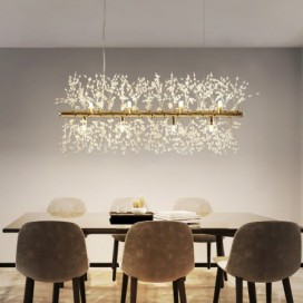 Modern Crystal Pendant Light Horizontal Chandelier Living Room Dining Room