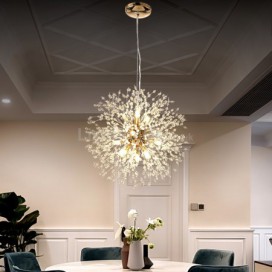 Dandelion Crystal Pendant Light Elegant Chandelier Bedroom Office