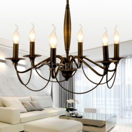 6-Light Vintage Chandelier Wrought Iron Pendant Lamp Living Room Study