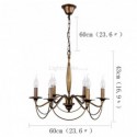 6-Light Vintage Chandelier Wrought Iron Pendant Lamp Living Room Study