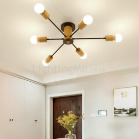 Modern Magic Beans Flush Mount Wood Branch Chandelier Bedroom Living Room