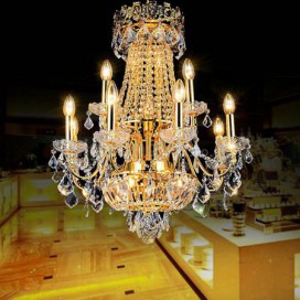 European Luxury Crystal Chandelier Living Room Duplex Stair Pendant Light