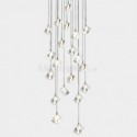 Modern Crystal Cluster Pendant Light Square Lamp Shades Duplex Stair Office