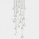 Modern Crystal Cluster Pendant Light Square Lamp Shades Duplex Stair Office