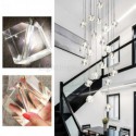 Modern Crystal Cluster Pendant Light Square Lamp Shades Duplex Stair Office