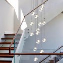 Modern Crystal Cluster Pendant Light Square Lamp Shades Duplex Stair Office